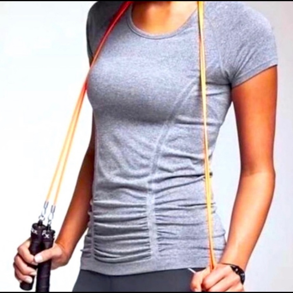 athleta fastest track t grey t shirt workout